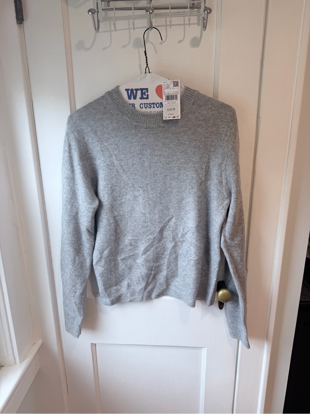 Mango Light Gray Crewneck Sweater